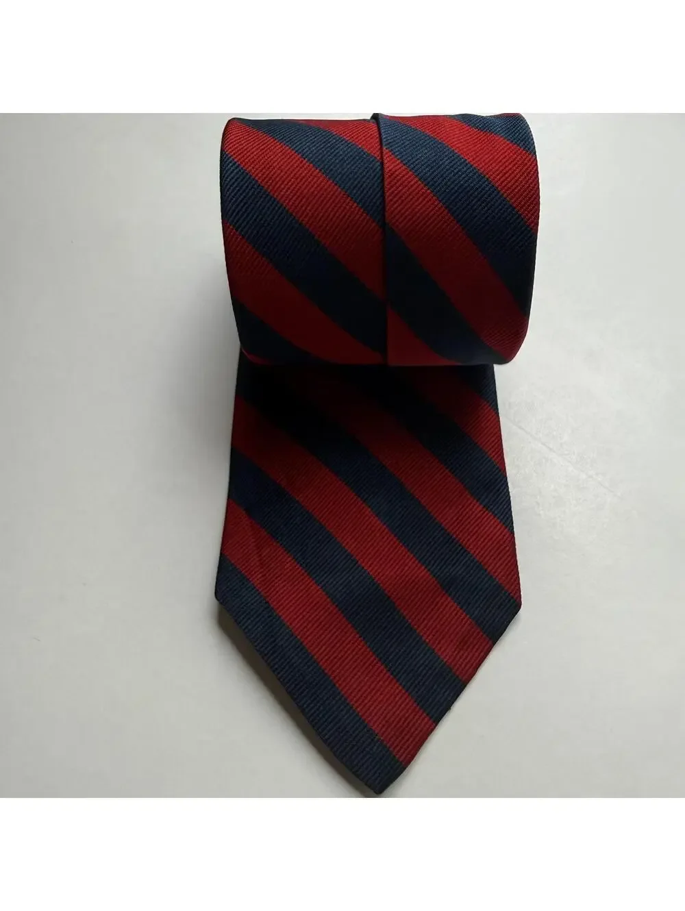 Vintage Dooney & Bourke Silk Tie Made in England Red Navy Stripe Prep Ivy Style